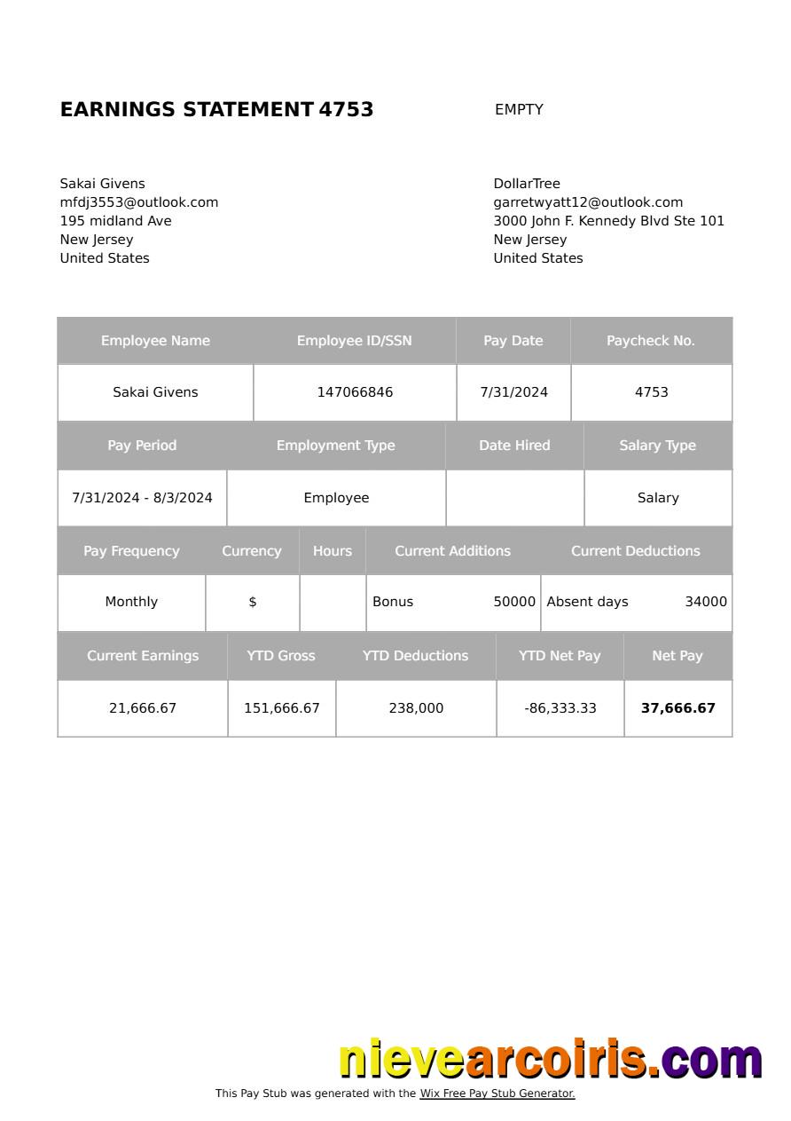 DollarTree earning statement